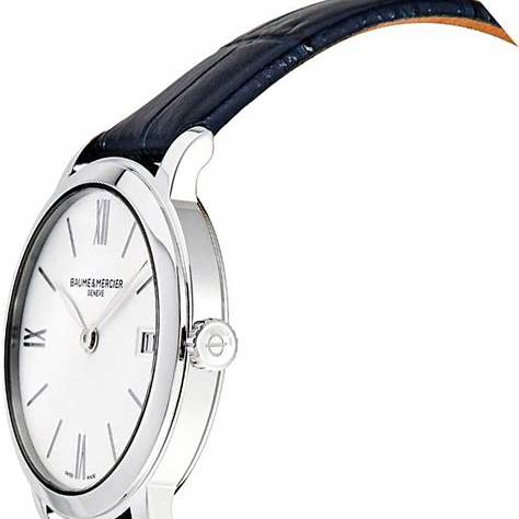 Baume & Mercier Classima 10353 Reloj Cuarzo Mujer - 31mm Esfera Blanca, Correa Piel Azul
