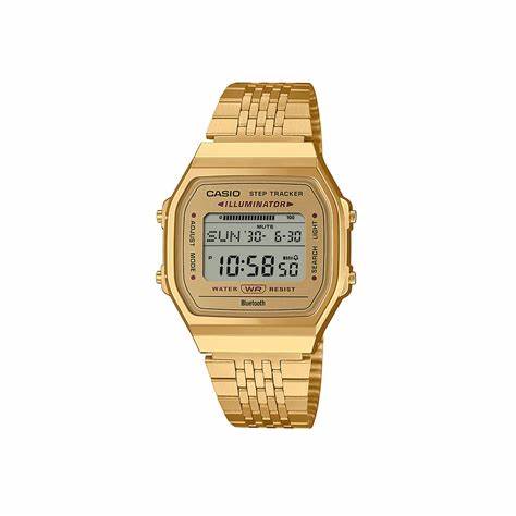 Casio ABL-100WEG-9AEF Unisex Digitaluhr - Gold-Ton, Bluetooth, Schrittzähler + Schritte Zähler