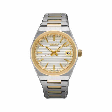 : Seiko SUR578P1 Women's Quartz Watch, White Dial, Two-Tone Stainless Steel Bracelet