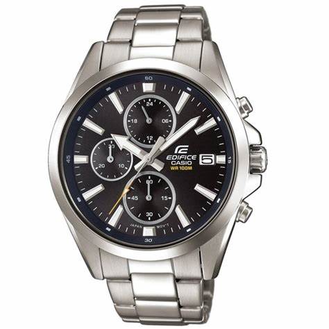 Casio Edifice EFV-560D-1AVUEF Herren-Chronographenuhr aus Edelstahl mit schwarzem Zifferblatt