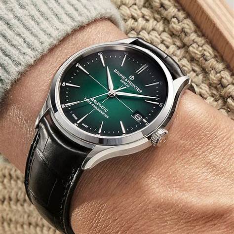Baume & Mercier Clifton Baumatic MOA10592 Orologio automatico da uomo - Quadrante verde 40 mm, cinturino in pelle nera