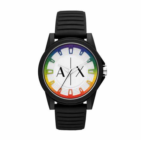 Reloj para hombre Armani Exchange AX2531 - Correa de silicona negra, esfera blanca