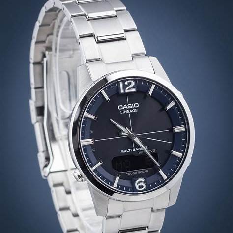 Casio LCW-M170D-2AER Reloj analógico digital para hombre - 39.5mm Esfera azul, Brazalete de acero inoxidable