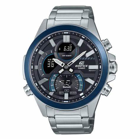 Casio Edifice ECB-30DB-1AEF Herren Bluetooth Chronograph Uhr mit Edelstahlarmband