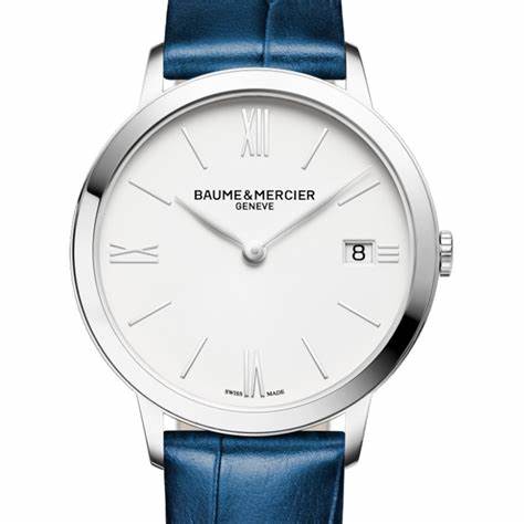 Baume & Mercier Classima 10355 Reloj Cuarzo Mujer - 36.5mm Esfera Blanca, Correa Piel Azul