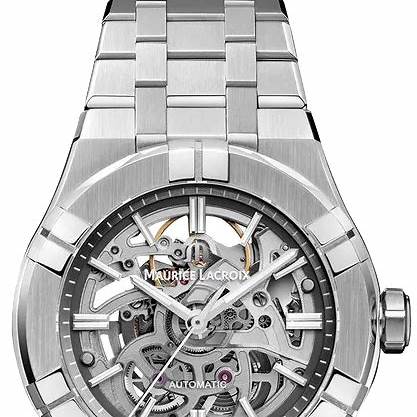 Maurice Lacroix AI6007-SS002-030-1 Men's Aikon Automatic Skeleton 39mm Watch, Skeleton Dial, Stainless Steel Bracelet