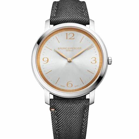 Baume & Mercier Classima 10703 Reloj de cuarzo para hombre - 39mm Esfera plateada, Correa de tela gris