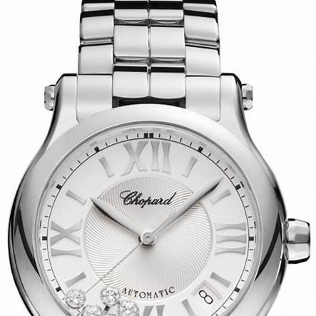 Chopard Happy Sport 36mm Automatic Women's Watch, Silver Dial, Floating Diamonds