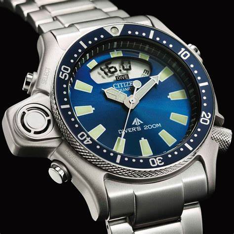 Citizen JP2000-67L Men's Promaster Aqualand Diver's Watch, Blue Dial, Stainless Steel Bracelet