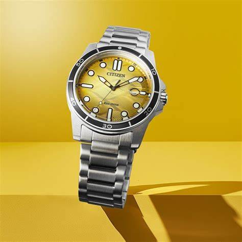 Citizen AW1816-89X Men's Eco-Drive Watch - 41.5mm Yellow Gradient Dial, Stainless Steel Bracelet