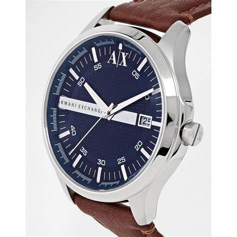 Reloj para hombre Armani Exchange AX2133 Hampton con esfera azul y correa de cuero marrón