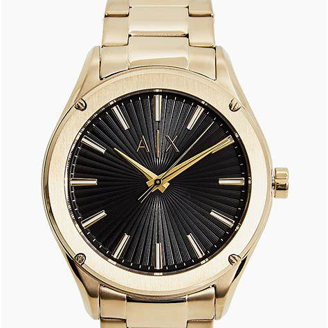 : Armani Exchange AX2801 Men's Watch - Gold-Tone Stainless Steel Bracelet, Black Dial