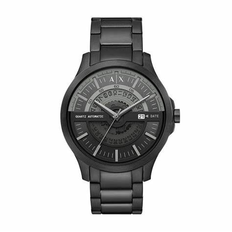 Reloj Automático para Hombre Armani Exchange AX2444 - Pulsera de Acero Inoxidable Negro, Esfera Negra