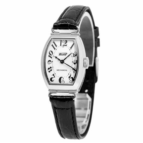 Orologio Tissot Heritage Porto Mechanical Small Lady T128.161.16.012.00 Donna, quadrante argento, cinturino in pelle nera