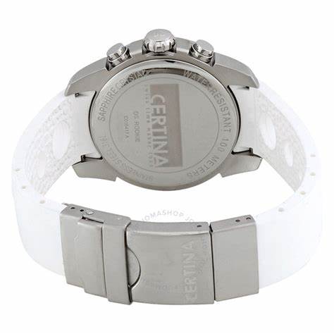 Orologio unisex cronografo Certina DS Rookie, quadrante bianco MOP, cinturino in caucciù