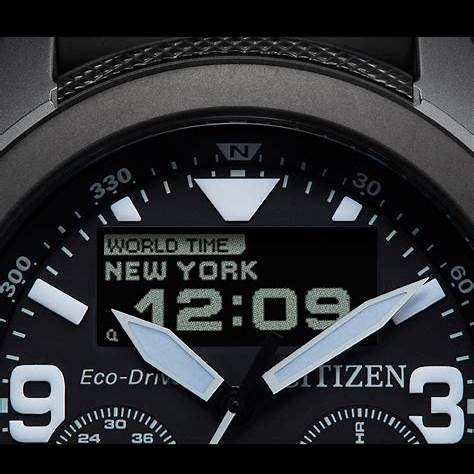 Reloj Citizen JV1007-07E Promaster Land Eco-Drive para hombre, esfera negra, correa de poliuretano negra