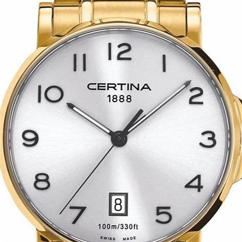 Certina DS Caimano C017.410.33.032.00 orologio al quarzo da uomo, quadrante argentato, bracciale color oro