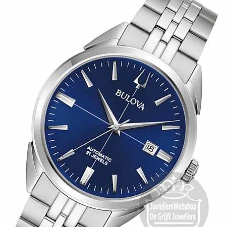 Bulova 96B425 Men's Sutton Automatic Watch - 41.5mm Stainless Steel Case, Blue Dial, Stainless Steel Bracelet