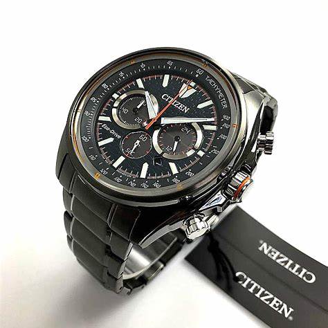 Citizen CA4567-82H Men's Eco-Drive Chronograph Watch - 44.8mm Black Dial, Stainless Steel Bracelet