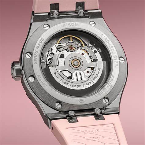 Maurice Lacroix AI6007-SS00F-530-E Men's Aikon Automatic Limited Summer Edition 39mm Watch, Pink Dial, Stainless Steel Bracelet