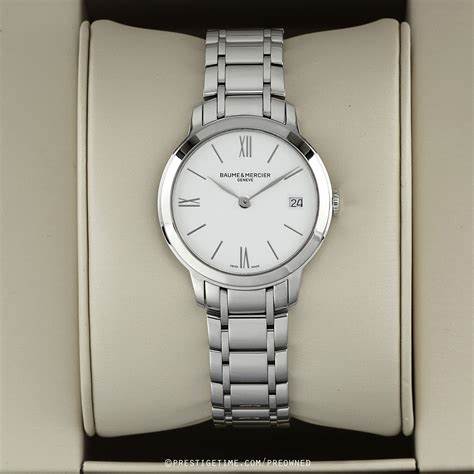 Baume & Mercier Classima 10335 Reloj Cuarzo Mujer - 31mm Esfera Blanca, Pulsera Acero