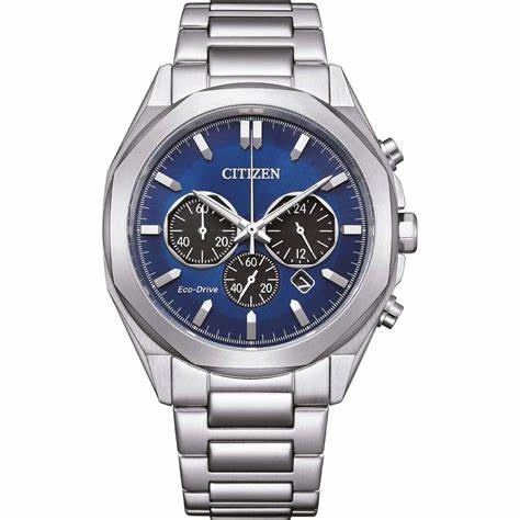 Citizen CA4590-81L Men's Eco-Drive Chronograph Watch, Blue Dial, Stainless Steel Bracelet