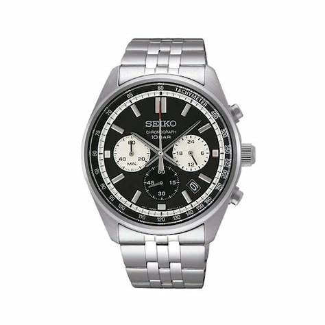 Seiko SSB429P1 Herren-Chronographenuhr, schwarzes Zifferblatt, Edelstahlarmband