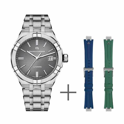 Maurice Lacroix AI6008-SS009-230-Q Men's Aikon Automatic 42mm Watch, Grey Dial, Stainless Steel Bracelet