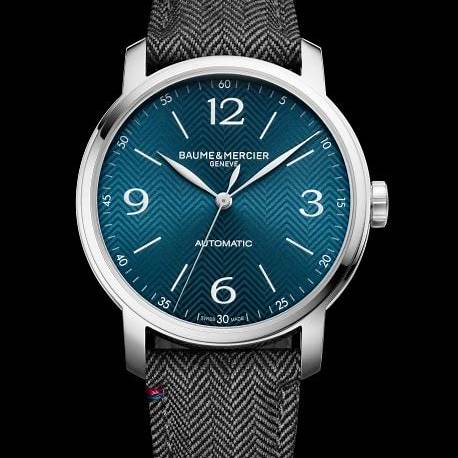 Baume & Mercier Classima 10708 Reloj Automático Hombre - 42mm Esfera Azul, Correa de tela gris
