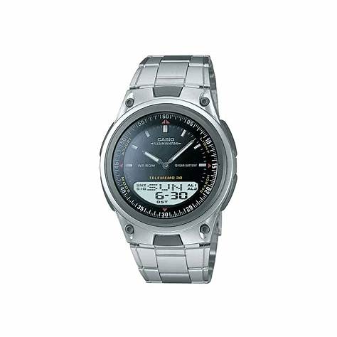 Casio AW-80D-1AVDF Men's Analog-Digital Watch, Black Dial, Stainless Steel Band