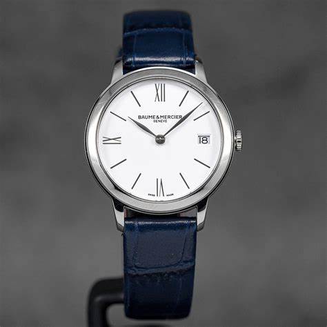 Baume & Mercier Classima 10353 Reloj Cuarzo Mujer - 31mm Esfera Blanca, Correa Piel Azul