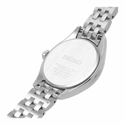 Seiko SUR537P1 Damen-Quarzuhr, Silbernes Zifferblatt, Edelstahlarmband