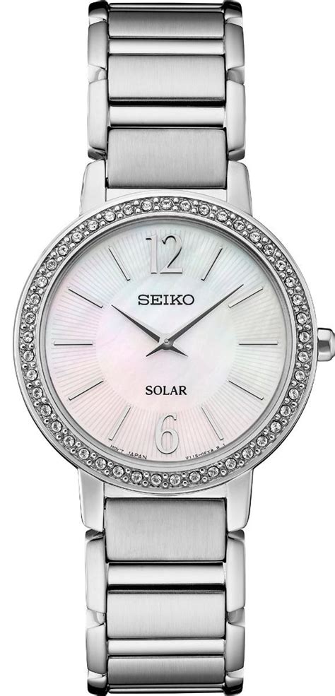 Seiko SUP467P1 Damen Solar Uhr, Perlmutt Zifferblatt, Edelstahl Armband