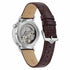 Bulova 96A318 Men's Automatic Watch - 38mm Stainless Steel Case, Gray Dial with Open Aperture, Brown Leather Strap