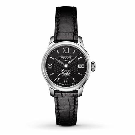 Tissot Le Locle Automatic Lady T41.1.123.57 Women's Watch, Black Dial, Black Leather Strap