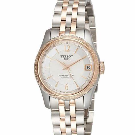Tissot Ballade Powermatic 80 COSC Lady T108.208.22.117.01 Reloj automático de mujer, esfera nacarada, brazalete bicolor de acero inoxidable