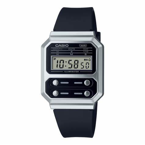 Casio A100WEF-1AEF Unisex Vintage Digital Watch, Silver-Tone Stainless Steel Band