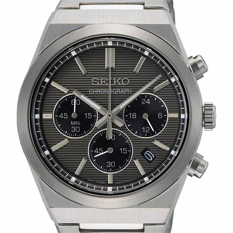 Seiko SSB455P1 Men's Chronograph Watch, Grey Dial, Stainless Steel Bracelet