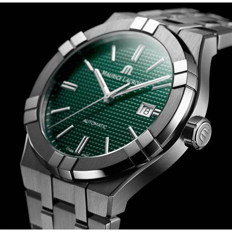 Maurice Lacroix AI6008-SS002-630-1 Men's Aikon Automatic 42mm Watch, Green Dial, Stainless Steel Bracelet