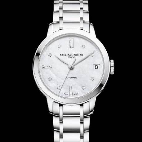 Baume & Mercier Classima 10553 Reloj Automático Mujer - 31mm Esfera Nacarada, Marcadores Diamante, Pulsera Acero
