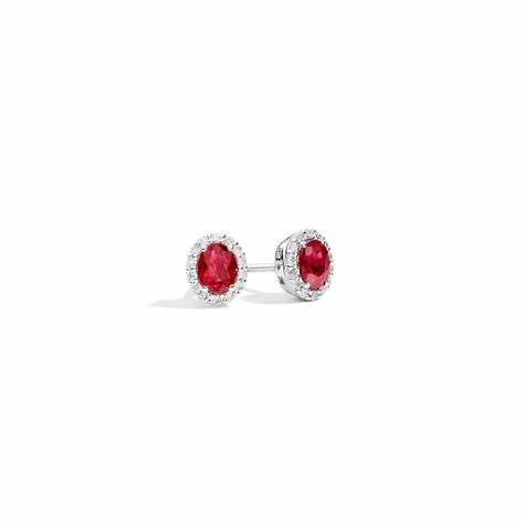 Recarlo E33CC251_RB 18K White Gold Ruby and Diamond Earrings