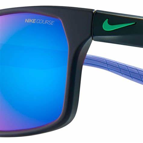 Nike Maverick RGE M DC3295 010 Unisex Rectangular Sunglasses – Matte Black Frame, Turquoise Mirror Lenses