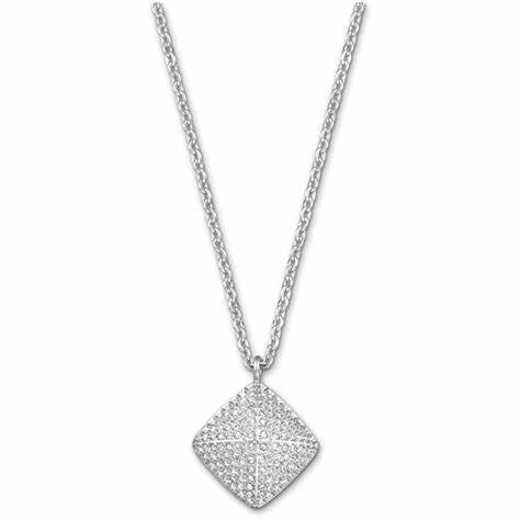 Swarovski 5017069 Tactic Crystal Pendant - Rhodium-Plated, Clear Crystal Pavé