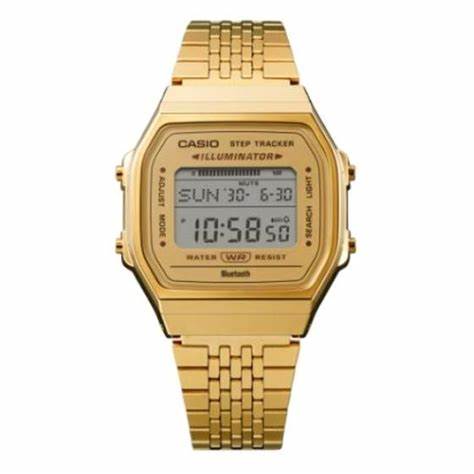 Casio ABL-100WEG-9AEF Unisex Digitaluhr - Gold-Ton, Bluetooth, Schrittzähler + Schritte Zähler