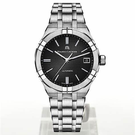 Maurice Lacroix AI6007-SS002-330-1 Men's Aikon Automatic 39mm Watch, Black Dial, Stainless Steel Bracelet