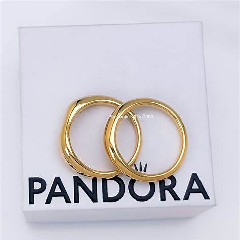 Pandora 163264C00-52 Bagues empilables de forme organique - plaqué or 14k, taille 52