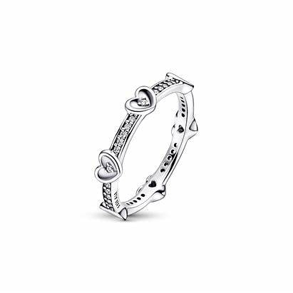 Pandora 192496C01-52 Radiant Sparkling Hearts Ring - Sterling Silver & Cubic Zirconia, Size 52