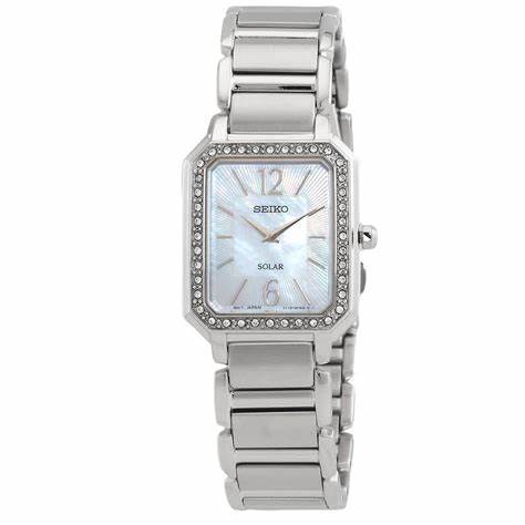 Seiko SUP465P1 Women's Solar Watch, Mother of Pearl Dial, Stainless Steel Bracelet