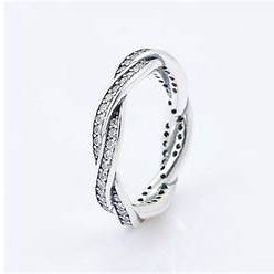 Pandora 190892CZ-58 Sparkling Twisted Lines Ring - Sterling Silver, Size 58