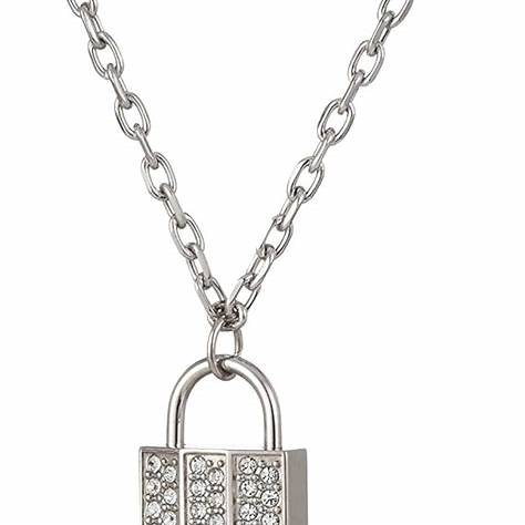 Swarovski 5120621 Case Padlock Necklace and Bracelet Set - Clear Crystal Pavé, Stainless Steel